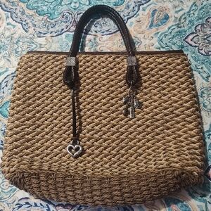 Brighton Brown and Tan Tote Bag with Leather Handles